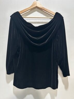Cato Womens Black Velvet Cowl Neckline Blouse Sz 22W
